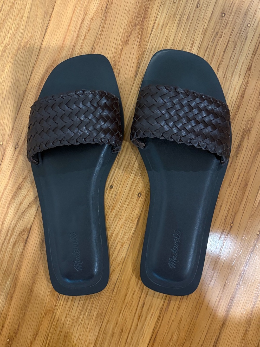 Madewell Slide Sandals in Woven Leather